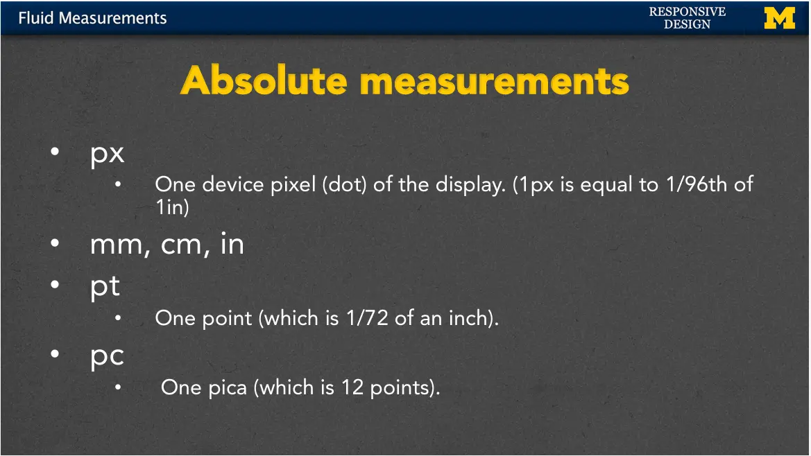 Absolute Measurements and how their used.