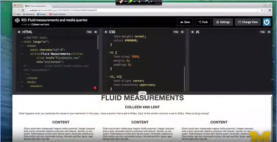 HTML and CSS for fluid measurements.