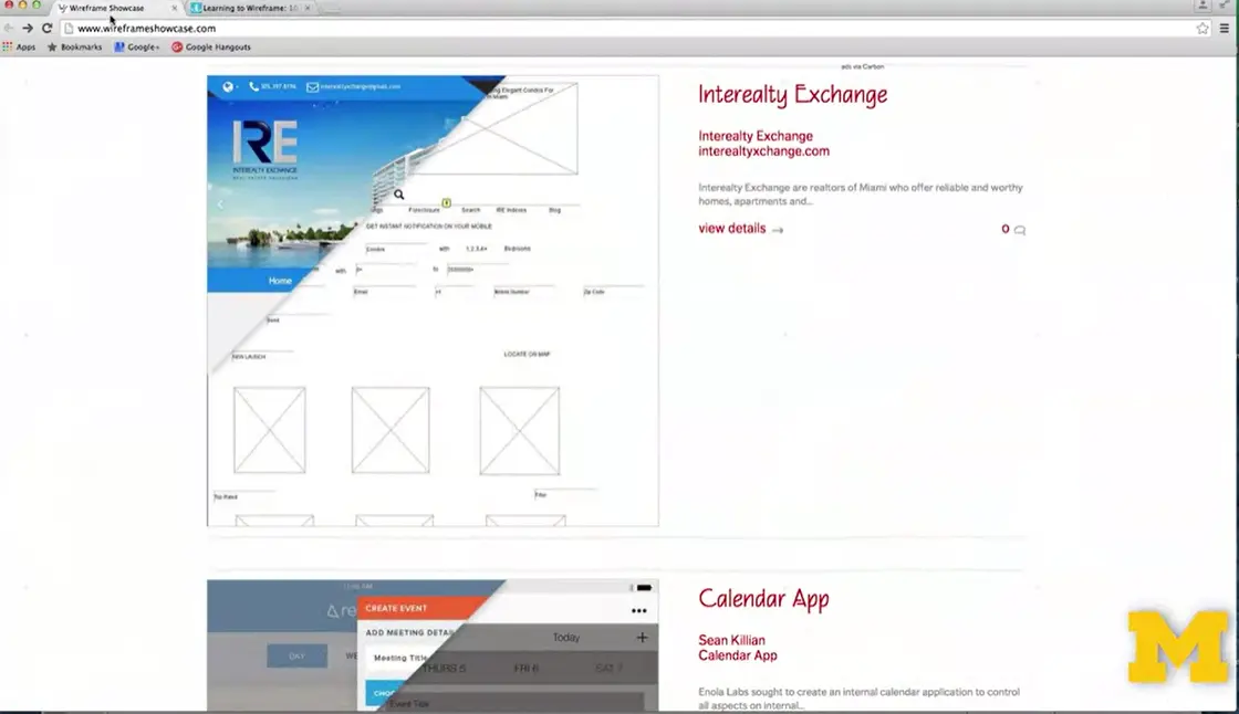 Wireframe showchase: Interealty Exchange.