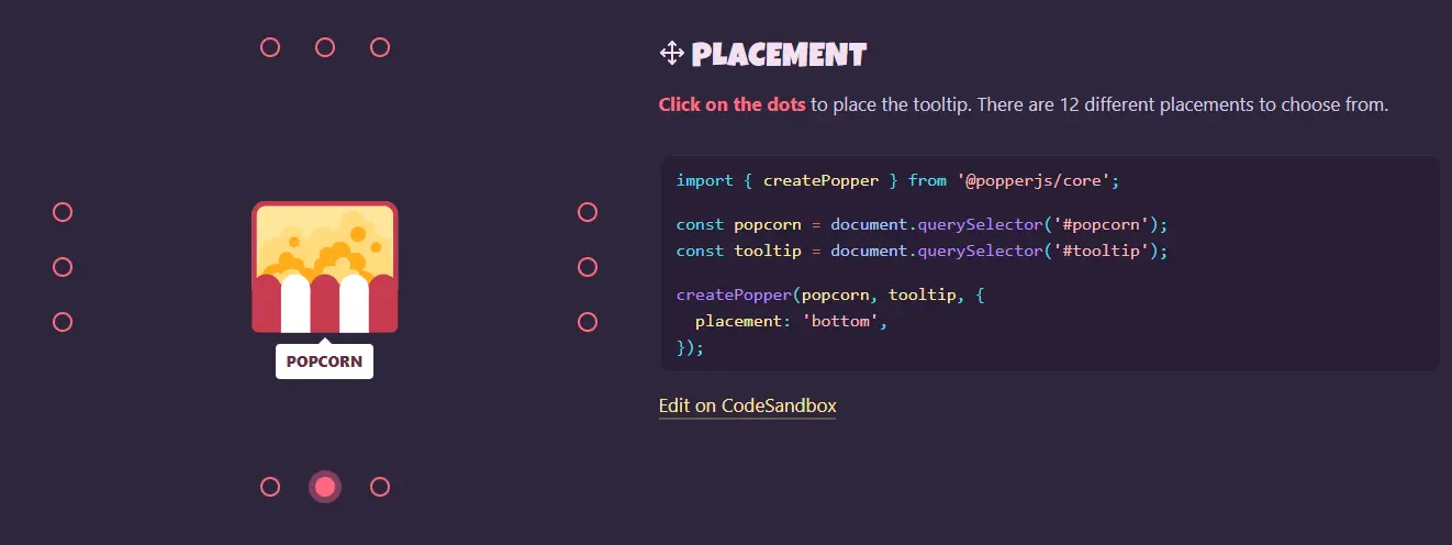 popper.js tool tips.