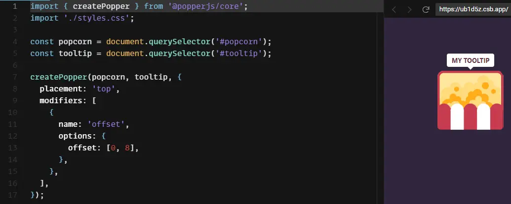 popper.js tool tips.