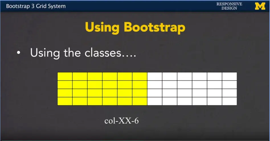 Using Bootstrap Classes #3, col-XX-6.