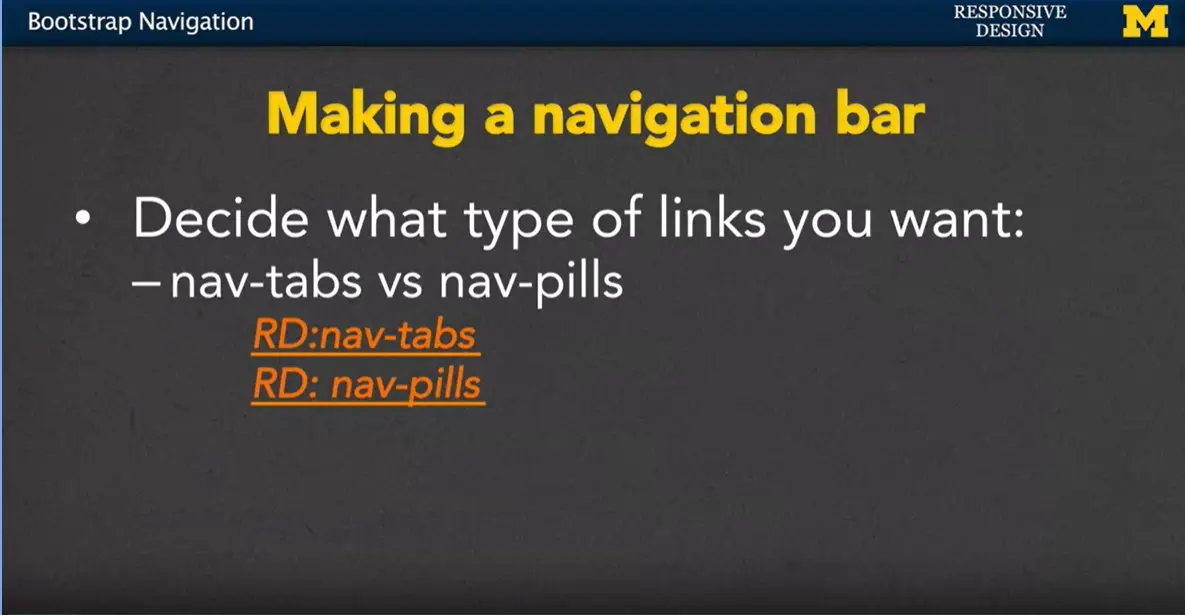 Making a nav bar; nav-tabs vs nav-pills.