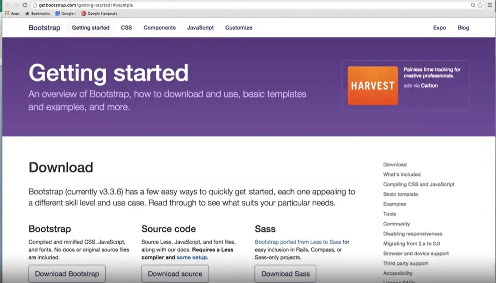 Getting started: Bootstrap overview and downloads.