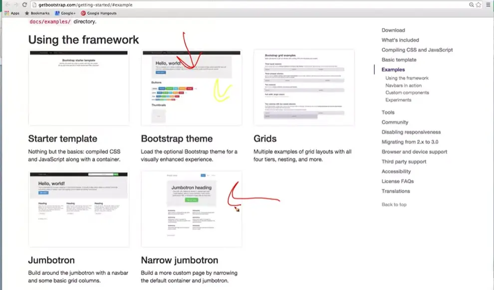 Template using the framework.